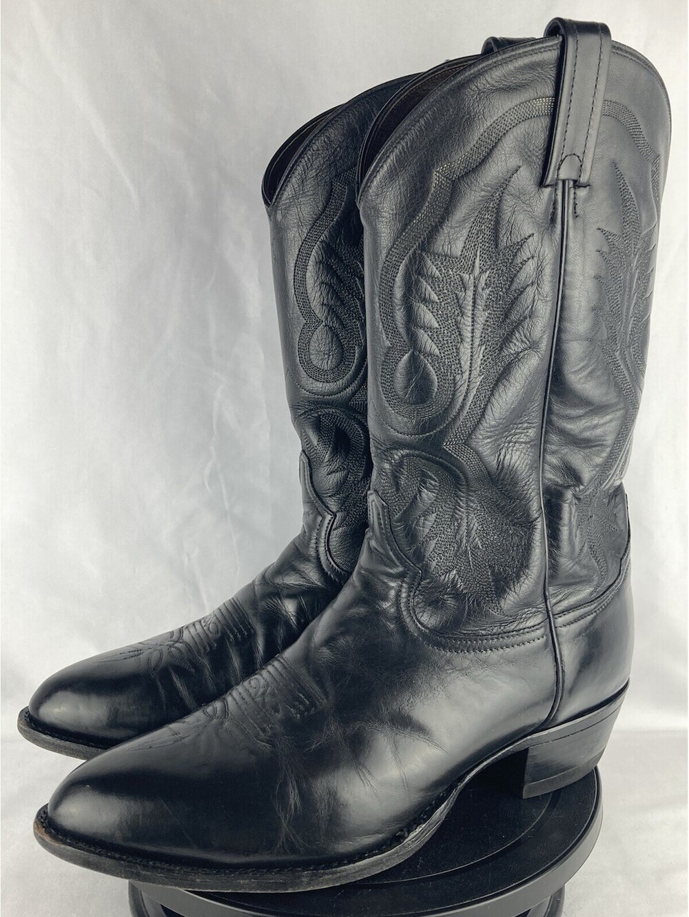 Men’s Size 12 D Tony Lama Black Leather Cowboy Boots Style CZ4000 Western Roper